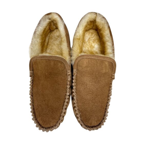 LL Bean Wicked Good Suede & Lamb Fur Men's Slippers Venetian Loafers size 13 - Picture 2 of 9